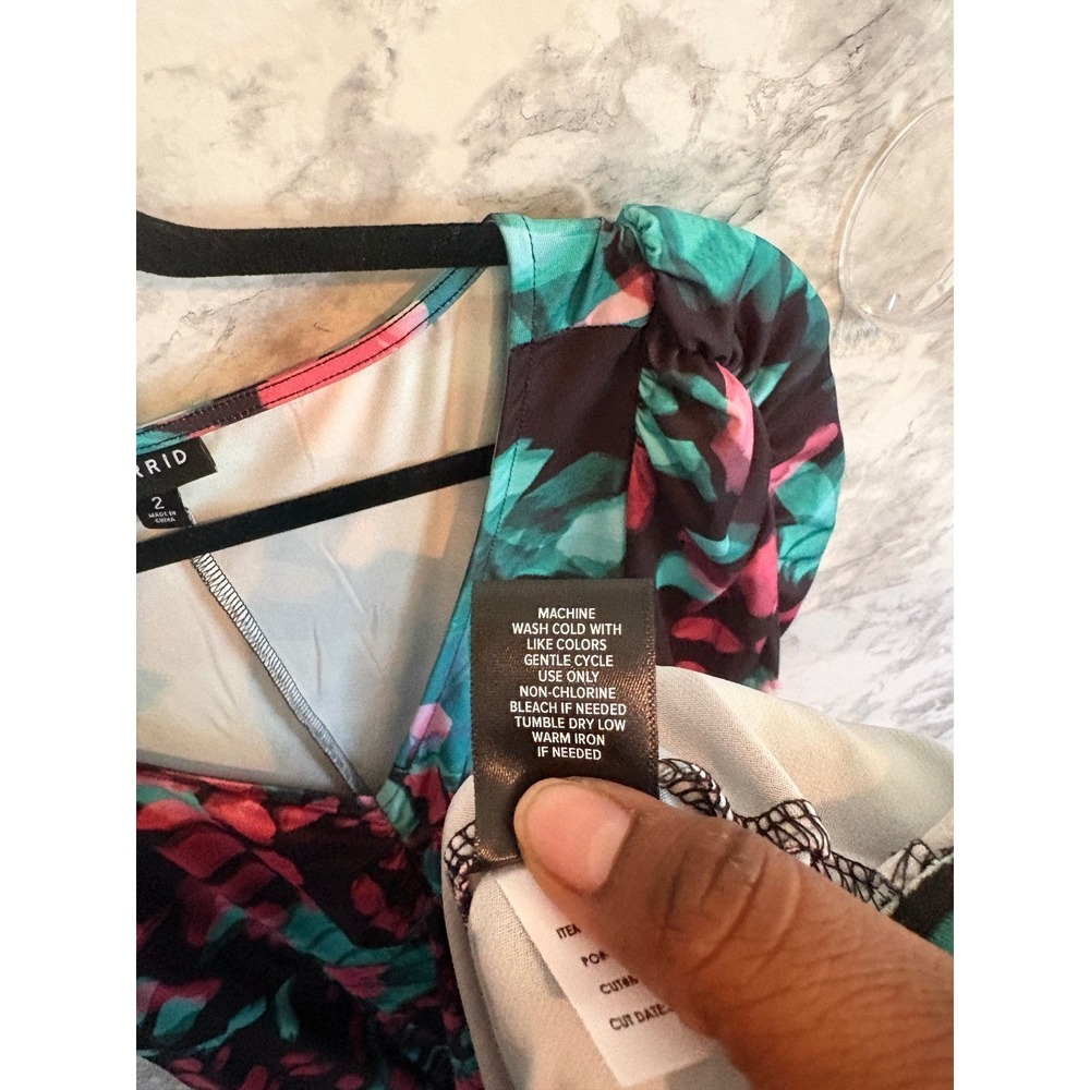 Torrid 2 Floral Butterfly Mini Studio‎ Knit Cinch Front Skater Dress 2x  18 20 - Picture 12 of 13